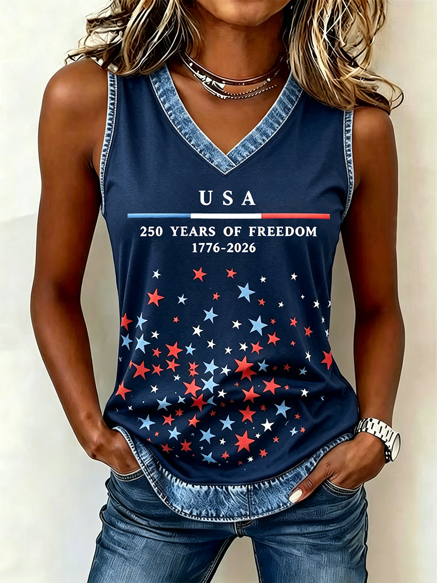 250Th Anniversary Embroidered Printed V-Neck Tank Top In The United States