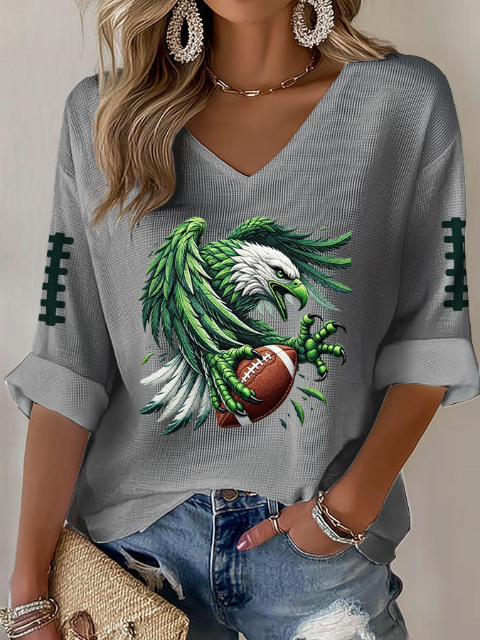 Women'S Football Printed Waffle T-Shirt