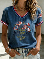 U.S. 250th Anniversary Rose Art Women's V-Neck T-Shirt