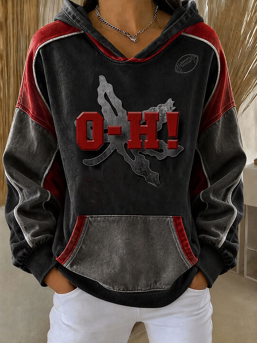 Women's Football Fan Printed Vintage Hoodie