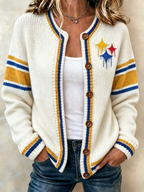 Women'S Football Printed Knitted Cardigan