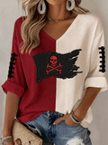 Women's Football Print Casual Waffle Top