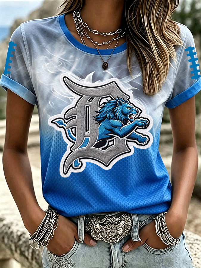 Women'S Retro Football Printed T-Shirt