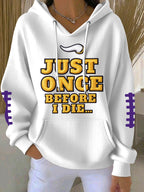 Women'S Football Print Hooded Sweatshirt