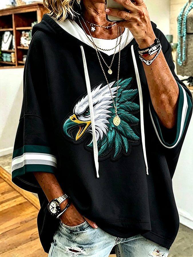 Women'S Vintage Football Print Hoodie