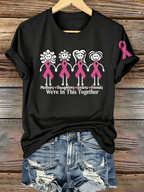 Pink Series Disease Health Awareness Public Welfare Printed Round Neck T-Shirt