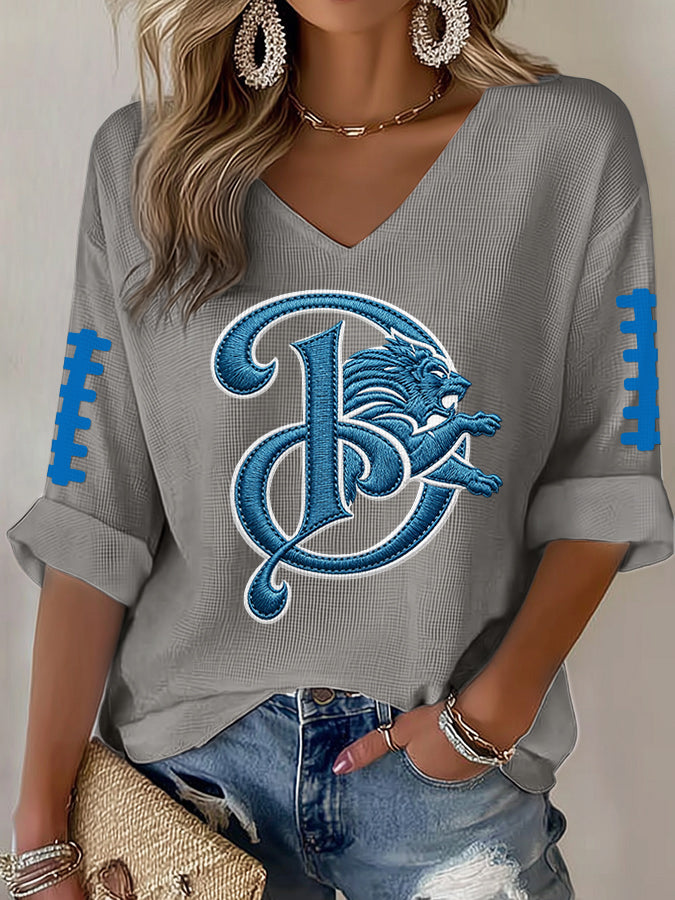Women'S Football  Print Waffle  Top