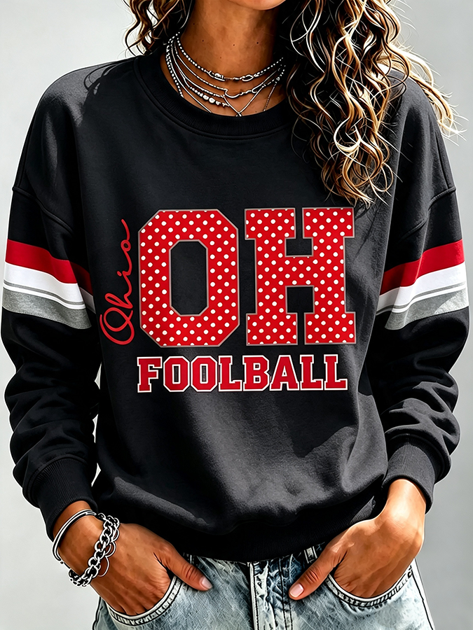 Ladies' Rugby Printed Round Neck T-Shirt