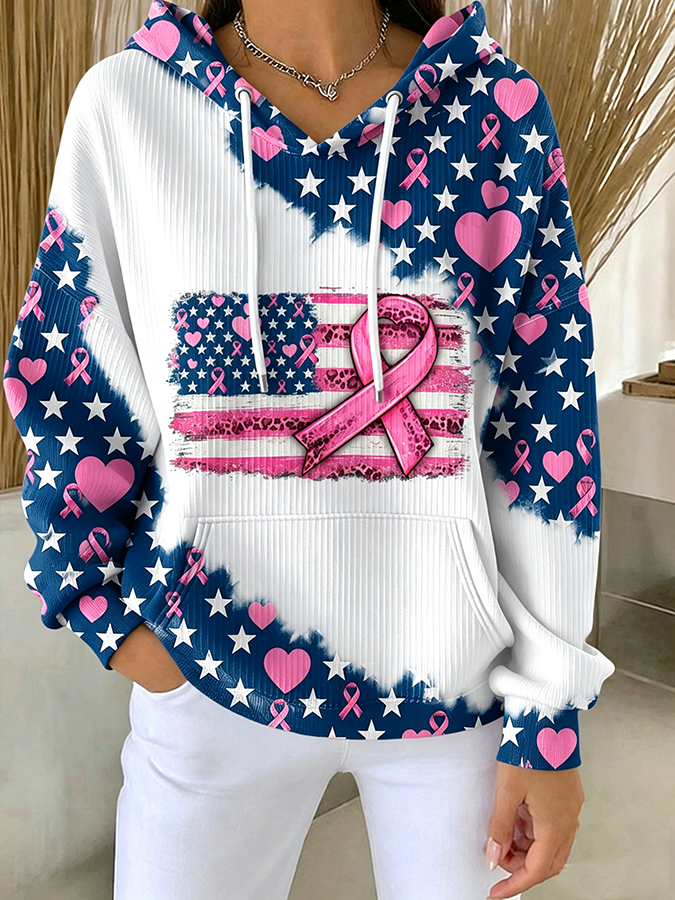Women'S Breast Cancer  Print Casual Hoodie