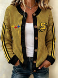 Women's Football Print Knit Cardigan