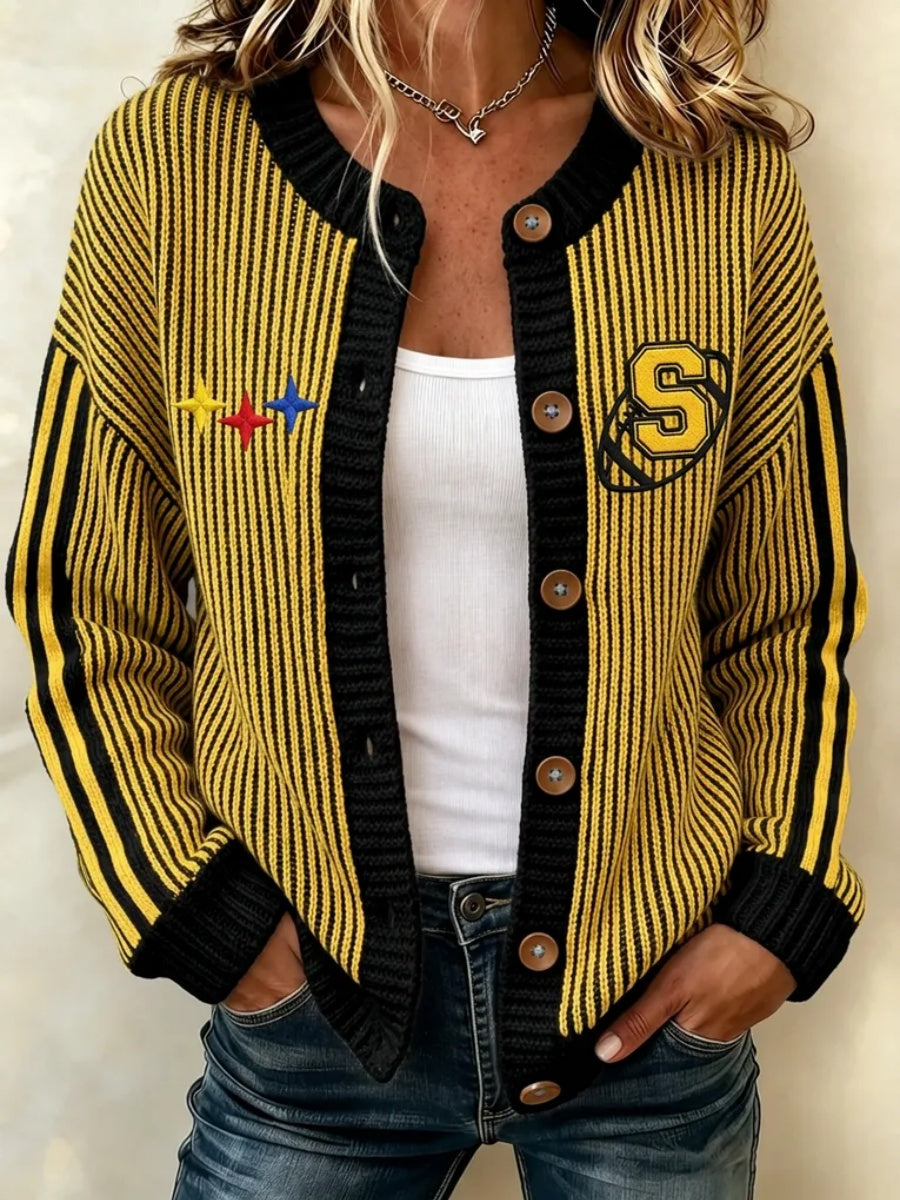 Women's Football Print Knit Cardigan