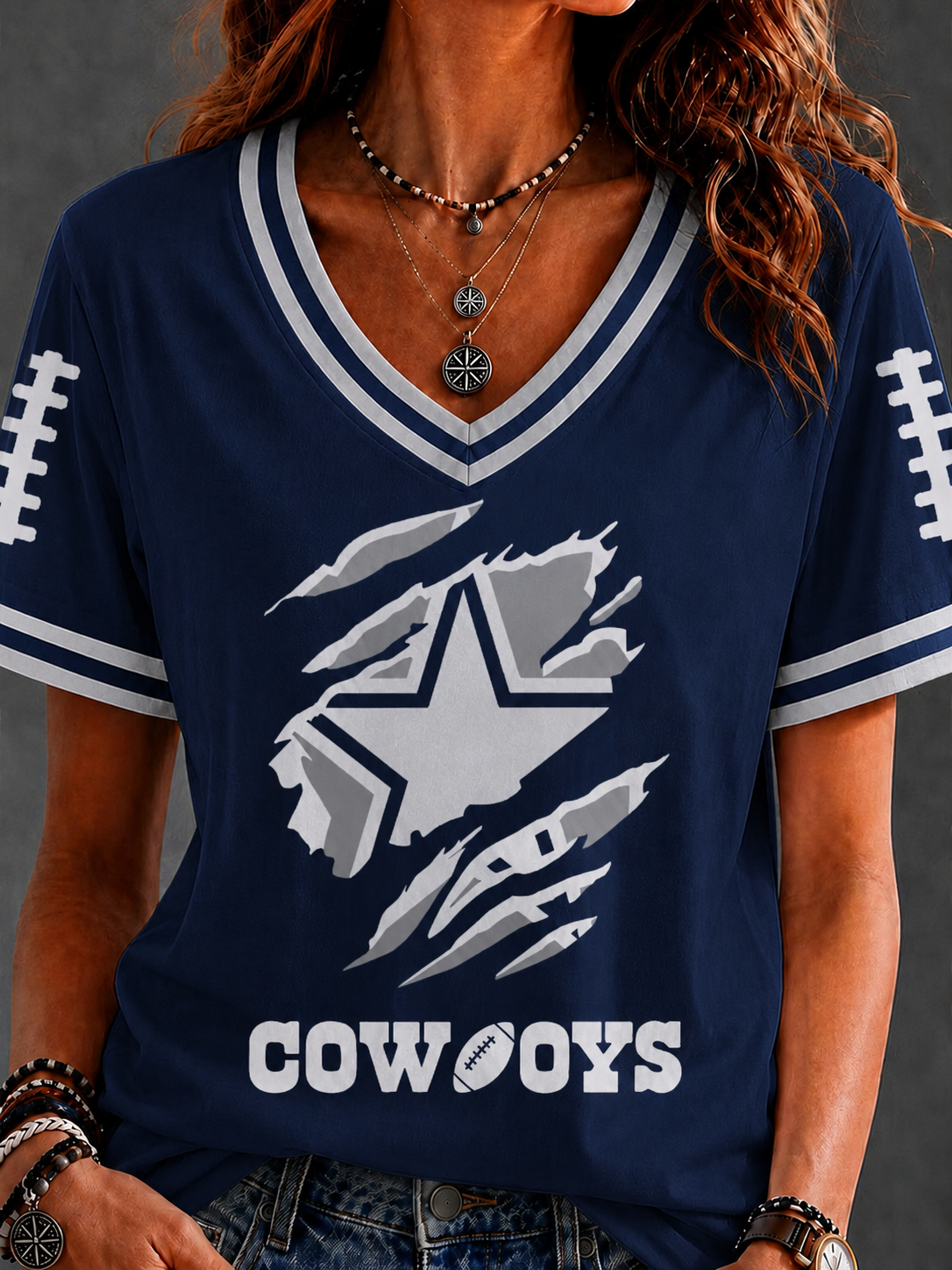 Women'S Retro Rugby Eagle Printed Casual T-Shirt