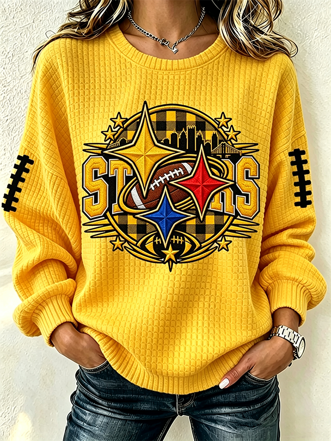 Women'S Football Printed Round Neck Sports Shirt
