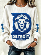 Women's Football Print Crew Neck Check Sweatshirt