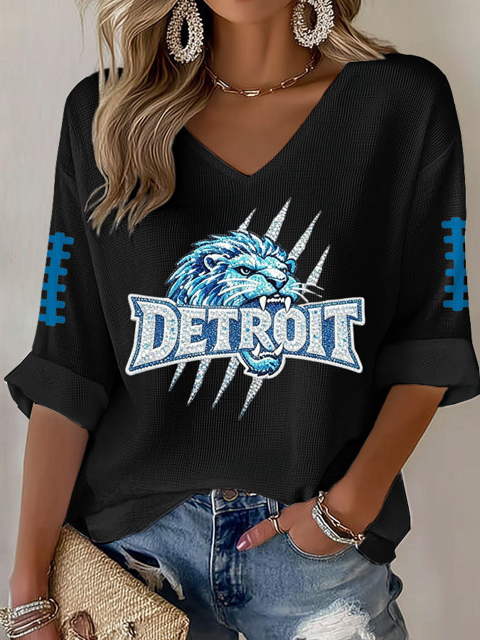 Women'S Football  Print Waffle  Top