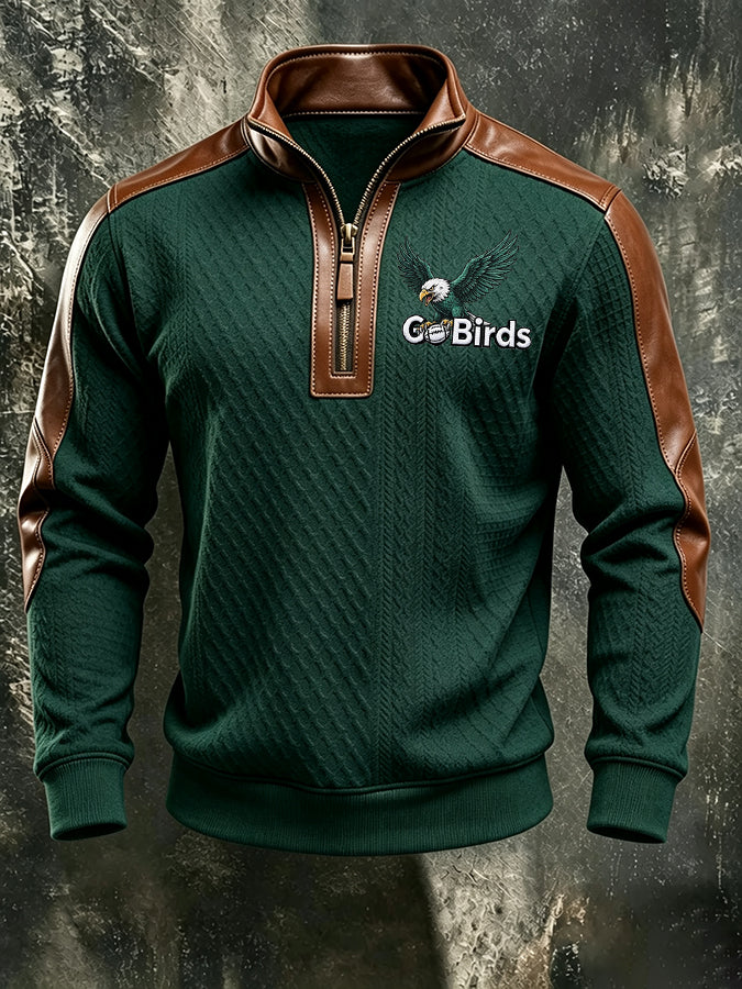 Men'S Eagles Football Fans Patch Work Sweatshirt