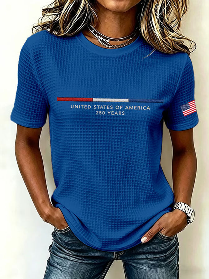 Women's United States of America Printed Waffle T-shirt