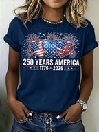 Women's Casual USA 250th Celebration Print Short Sleeve T-shirt