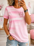 Women's Retro Pink Art Printed T-shirt