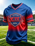 Men's Football Game Print V Neck T-Shirt