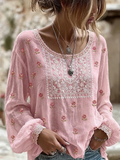 Women's Retro Flower Chest Cancer Printed Top