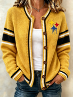 Women'S Football Printed Knitted Cardigan