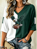 Women'S Football Print Waffle  Top