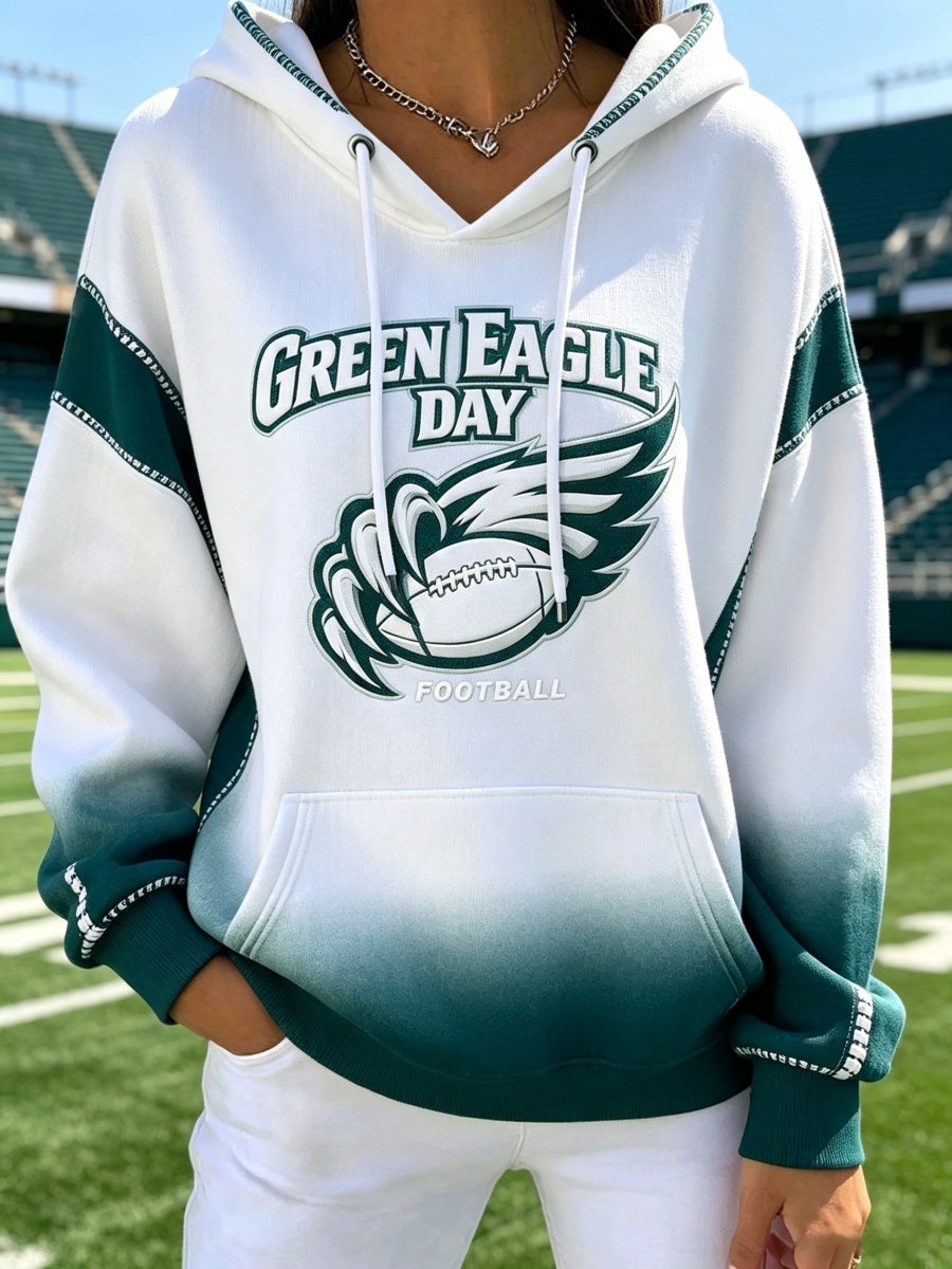 Women'S Football Eagle Print Hooded Sweatshirt