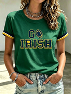 Women'S Rugby Printed Round Neck Short Sleeved T-Shirt