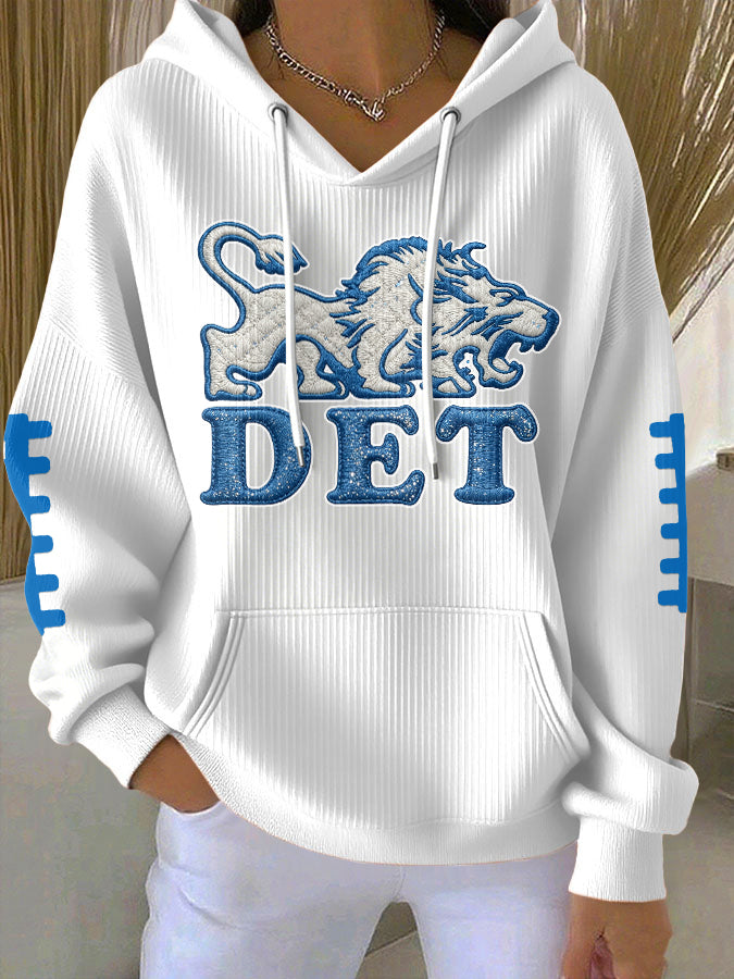 Women'S Football Print Hooded Sweatshirt