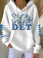 Women'S Football Print Hooded Sweatshirt