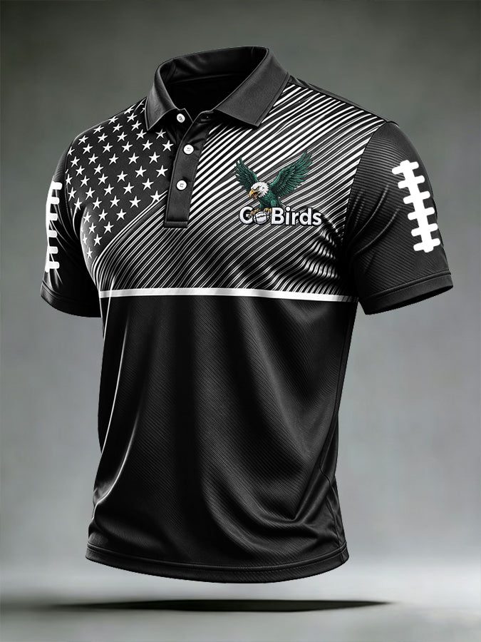 Men'S Football Print Casual Polo