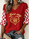 Women'S Football Print Waffle  Top