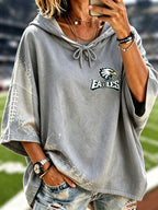 Women'S Vintage Football Print Hoodie