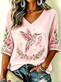 Women'S Breast Cancer Awareness Print T-Shirt
