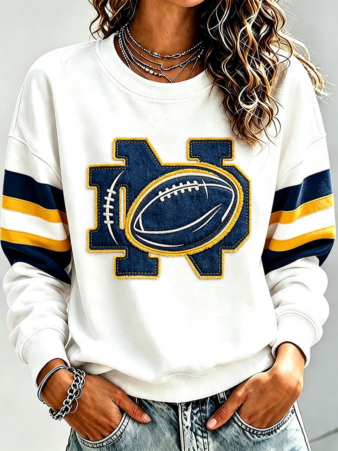 Women'S Retro Rugby Round Neck Sports Shirt
