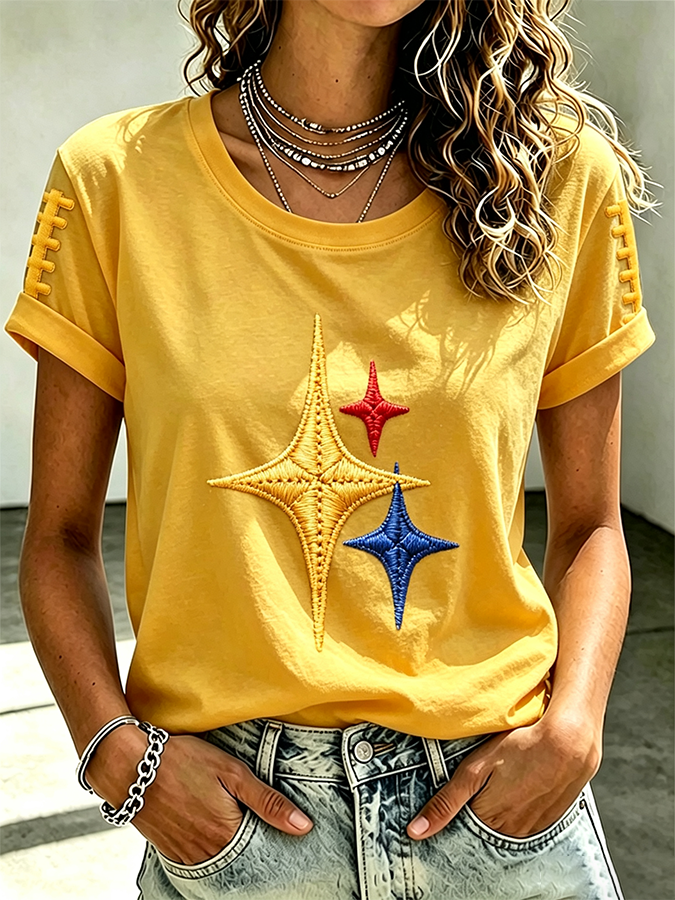 Women's Sports Gradient Football Round Neck T-Shirt
