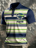 Men's Seattle Football Printed Vintage Fashion Polo Shirt