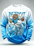 Men's fan-shaped printed round neck long sleeved sportswear