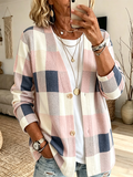 Women'S Checkered Cardigan Top