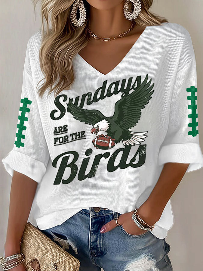 Women'S Football  Print Waffle  Top