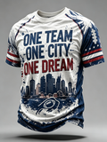 Men's football printed short sleeved T-shirt
