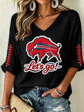Women's Go Football Waffle Top
