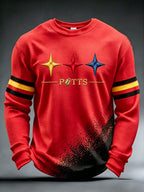 Men's Football Print Waffle Crewneck Sweatshirt