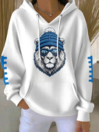 Women'S Football Print Hooded Sweatshirt