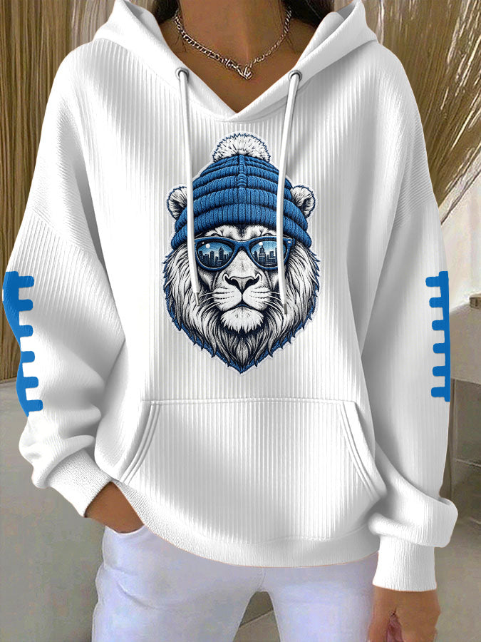 Women'S Football Print Hooded Sweatshirt