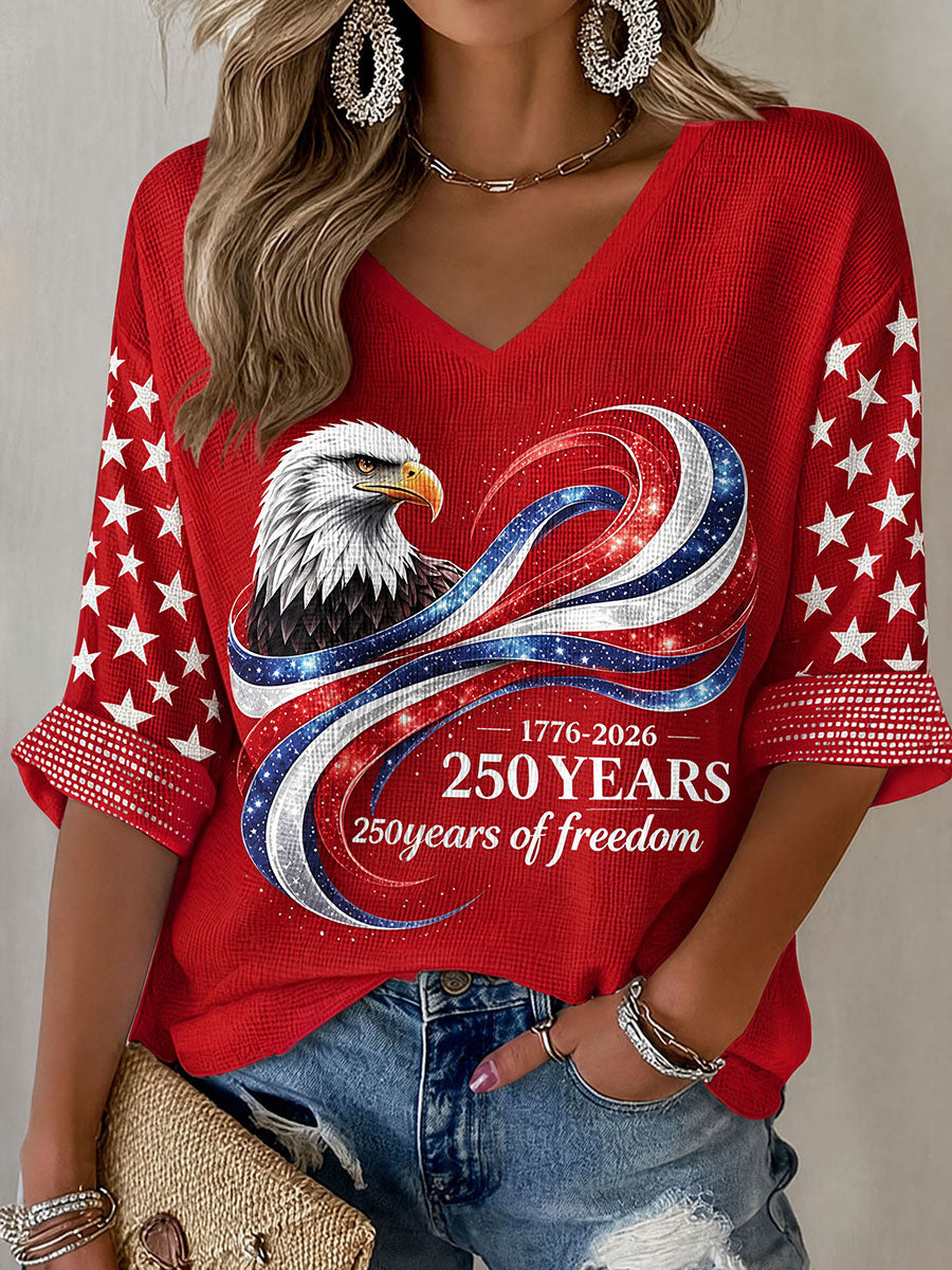 Women'S Retro Flag Art Printed Casual T-Shirt