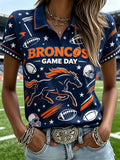 Women's Football Game Print Casual Polo Shirt