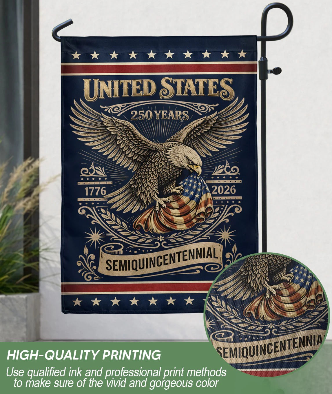 America 250Th Anniversary 1776–2026 House Flag – Patriotic Eagle USA