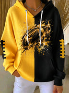 Women'S Football Print Hooded Sweatshirt